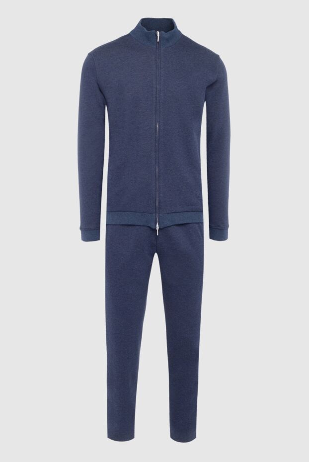 Cesare di Napoli men’s dark blue knitted cotton tracksuit with stand-up collar 162511 - photo 1