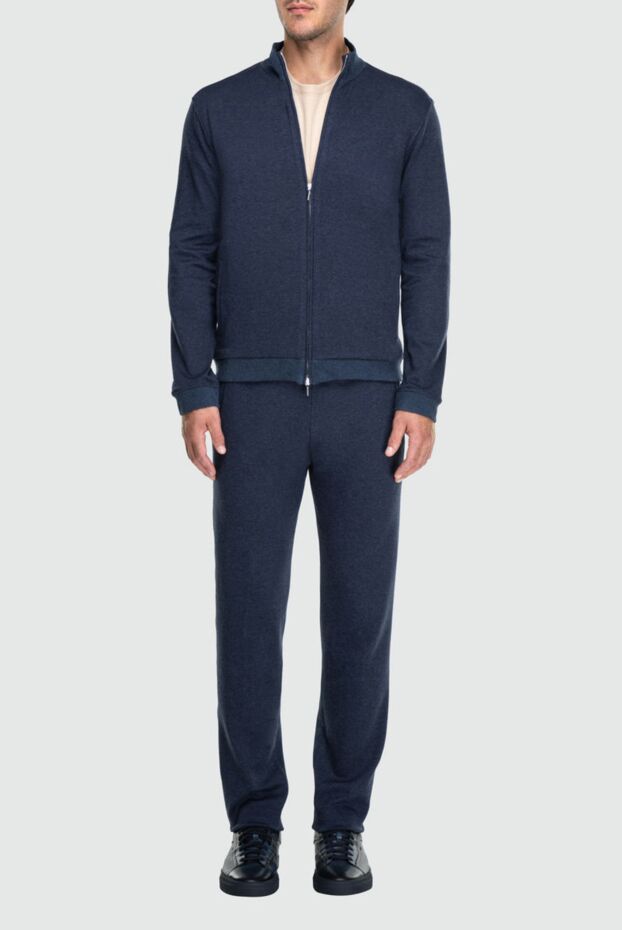 Cesare di Napoli men’s dark blue knitted cotton tracksuit with stand-up collar 162511 - photo 2