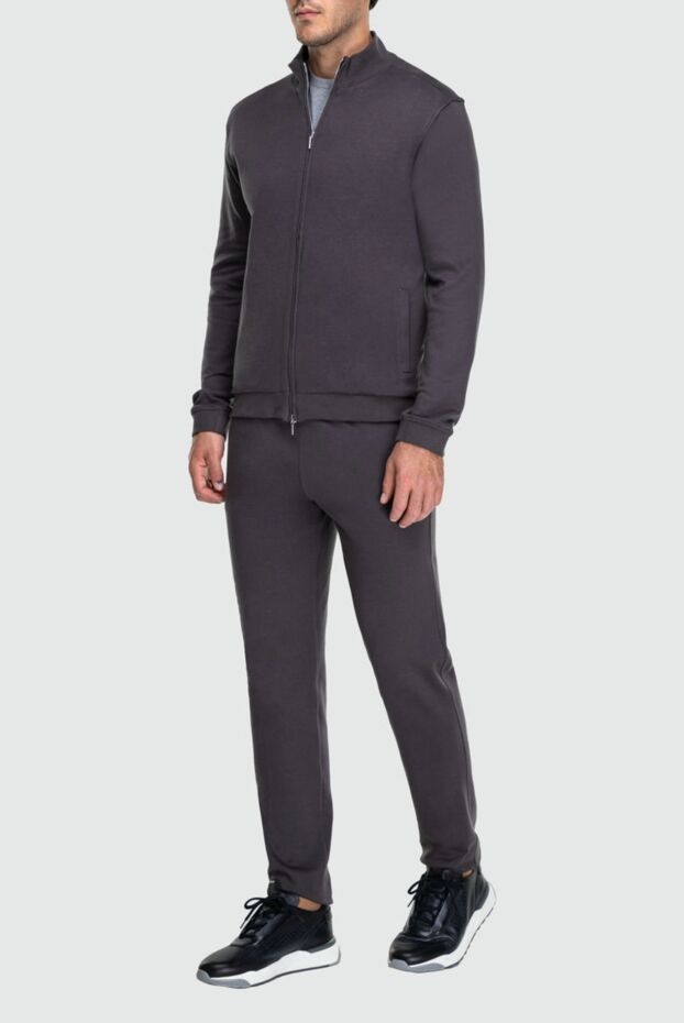 Cesare di Napoli men’s dark grey cotton tracksuit with stand-up collar 162513 - photo 2