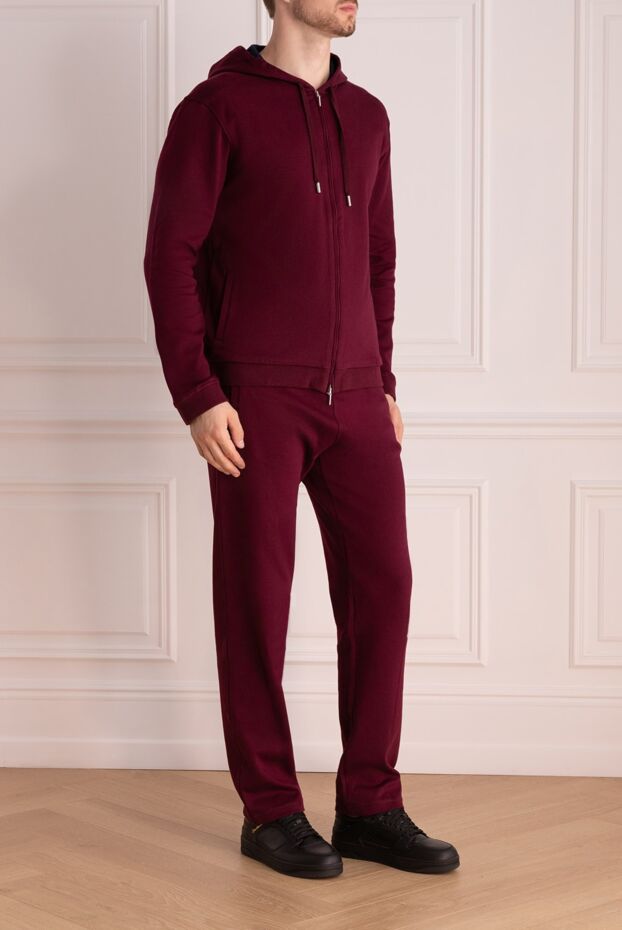 Cesare di Napoli men’s burgundy cotton tracksuit with hood 162517 - photo 3