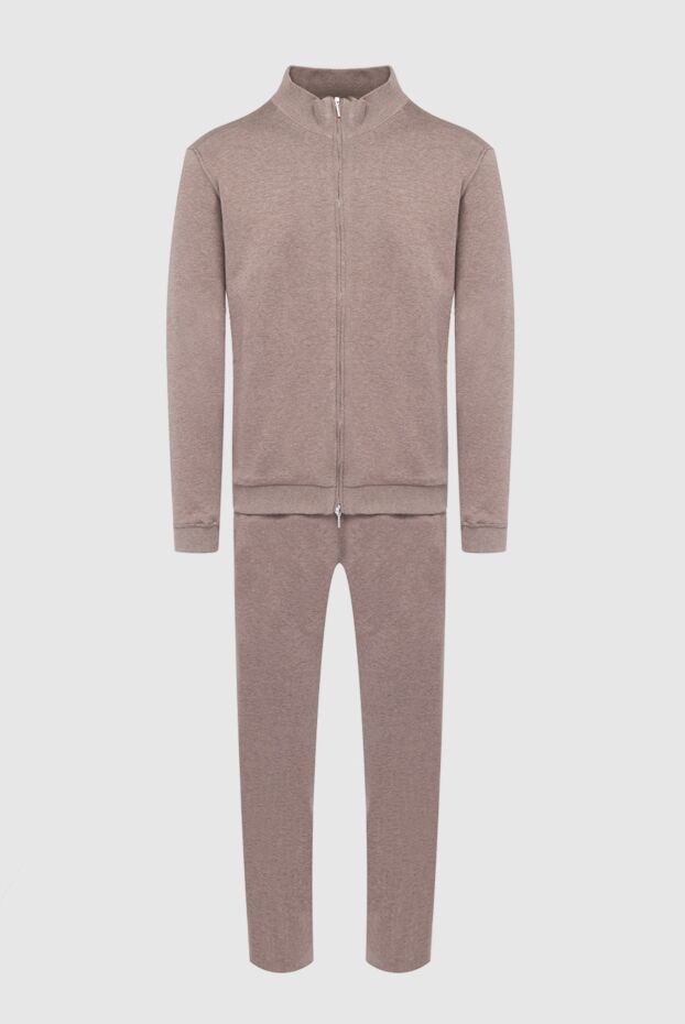 Cesare di Napoli men’s beige cotton knit tracksuit with stand-up collar 162518 - photo 1