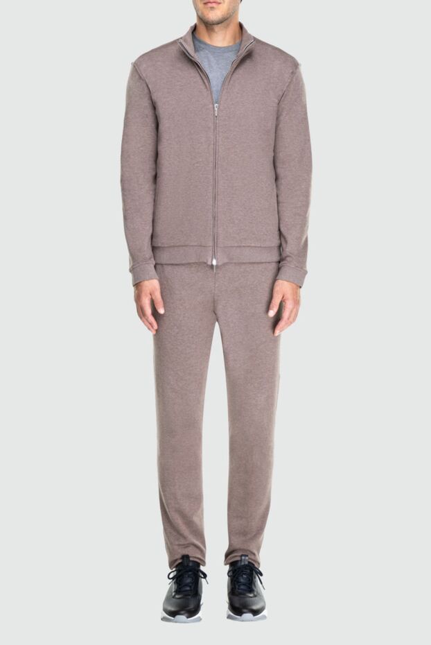 Cesare di Napoli men’s beige cotton knit tracksuit with stand-up collar 162518 - photo 2