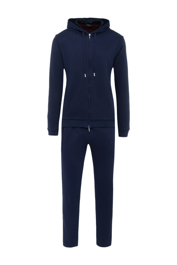 Cesare di Napoli men’s fitted blue cotton knit tracksuit with hood 162519 - photo 1