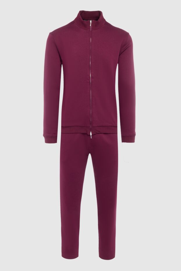 Cesare di Napoli men’s burgundy cotton knit tracksuit with stand-up collar 162521 - photo 1