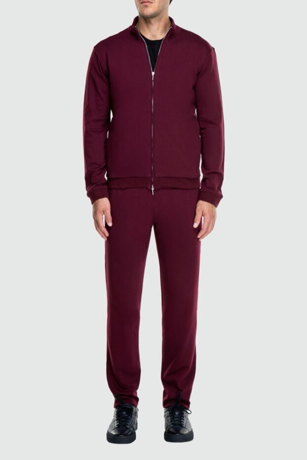 Cesare di Napoli men’s burgundy cotton knit tracksuit with stand-up collar 162521 - photo 2