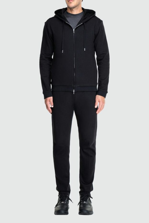 Cesare di Napoli black men's cotton tracksuit with hood and zipper 162522 - photo 2