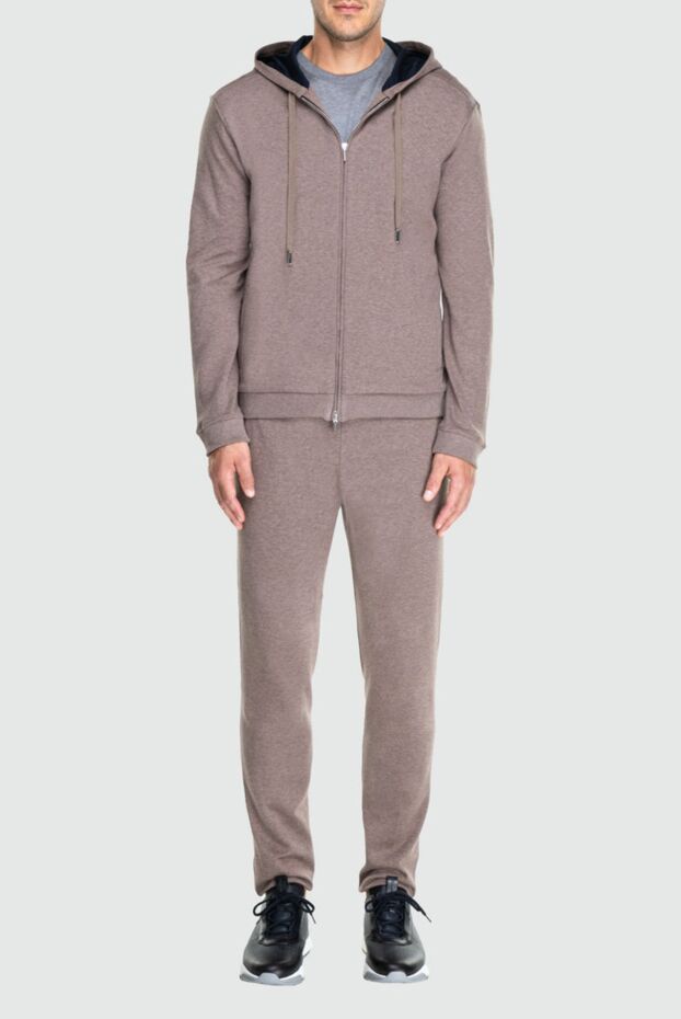 Cesare di Napoli soft cotton suit with straight trousers and a hood beige 162523 - photo 2