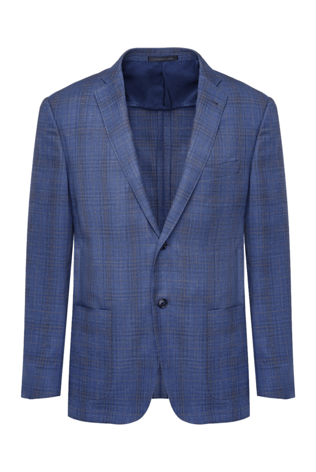 Corneliani men's blue wool jacket with a checkered pattern 162590 - photo 1
