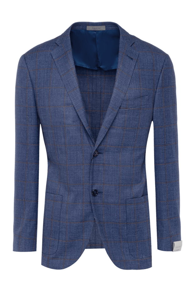 Corneliani men's single-breasted blue jacket with a burgundy check pattern 162591 - photo 1