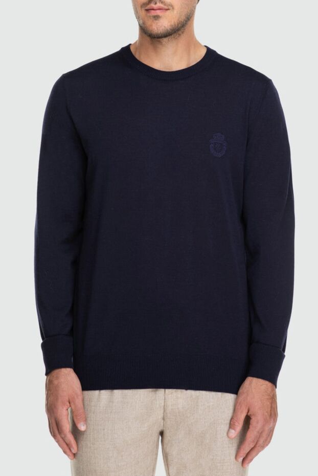Billionaire blue wool jumper with embroidered brand emblem for men 162612 - photo 3