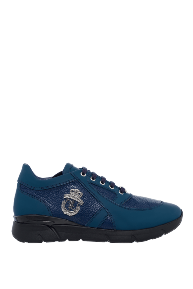 Billionaire blue leather sneakers with logo and embossing 162618 - photo 1