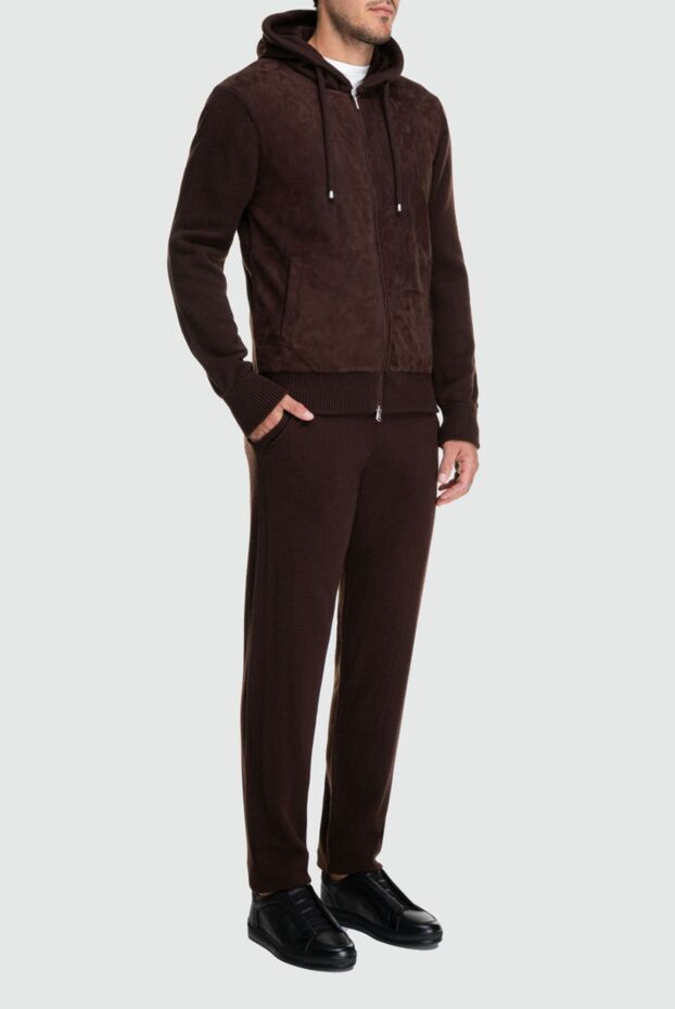 Cesare di Napoli dark brown viscose and cashmere wool suit with hood
 162683 - photo 2