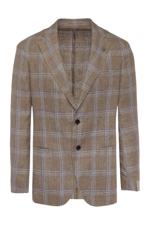 Lubiam linen thread jacket light brown checkered 162729 - photo 1