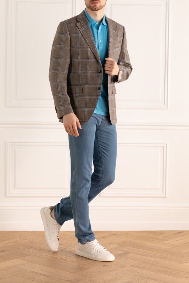 Lubiam linen thread jacket light brown checkered 162729 - photo 2
