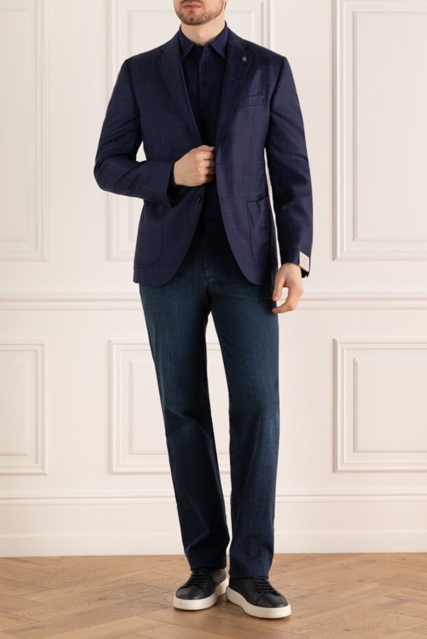 Lubiam dark blue wool jacket with geometric pattern 162730 - photo 2