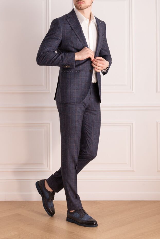 Lubiam men's dark blue suit with brown checkered pattern
 162732 - photo 2