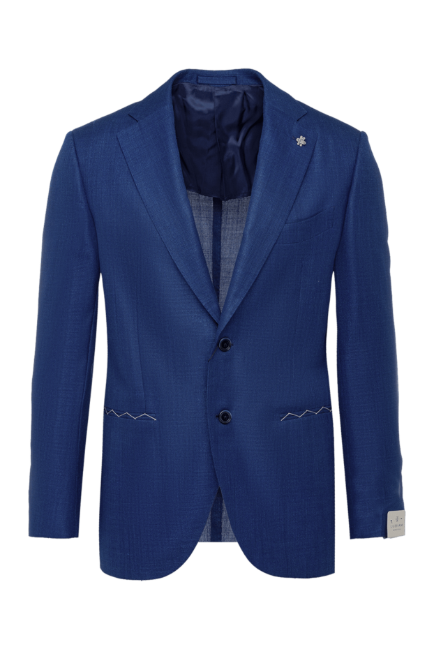 Lubiam summer jacket made of cotton, linen and silk, light, single-breasted, blue 162741 - photo 1