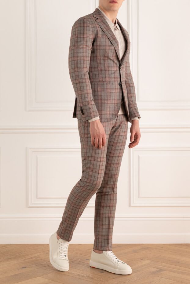 Lubiam cropped beige suit made of natural wool in a check pattern
 162744 - photo 2