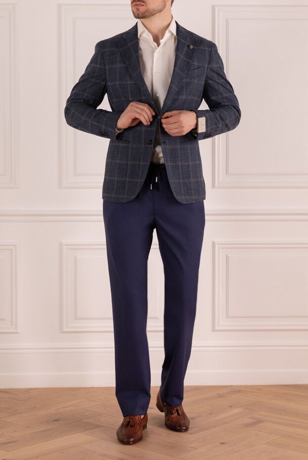 Lubiam blue cotton and elastane jacket for men 162748 - photo 2