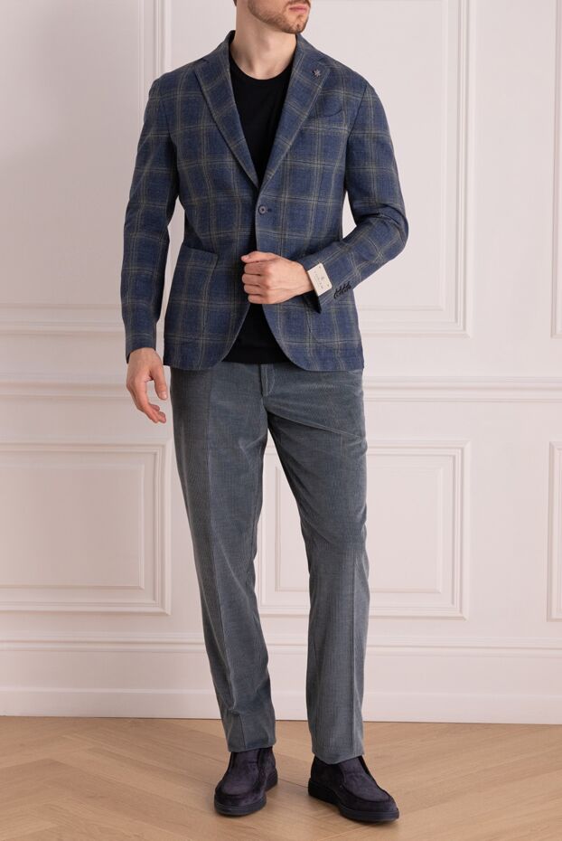 Lubiam men's blue checkered cotton jacket 162751 - photo 2