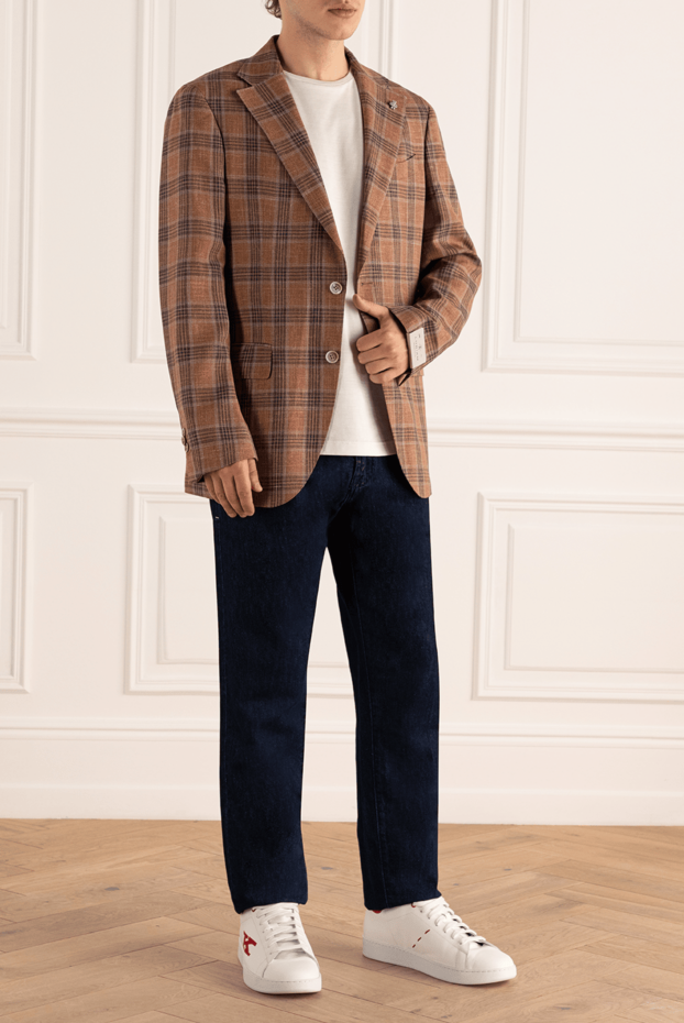 Lubiam lightweight checkered two-button jacket made of wool, silk and linen
 162770 - photo 2