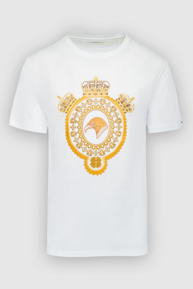 Stefano Ricci white cotton and modal t-shirt with a gold heraldic print 162817 - photo 1