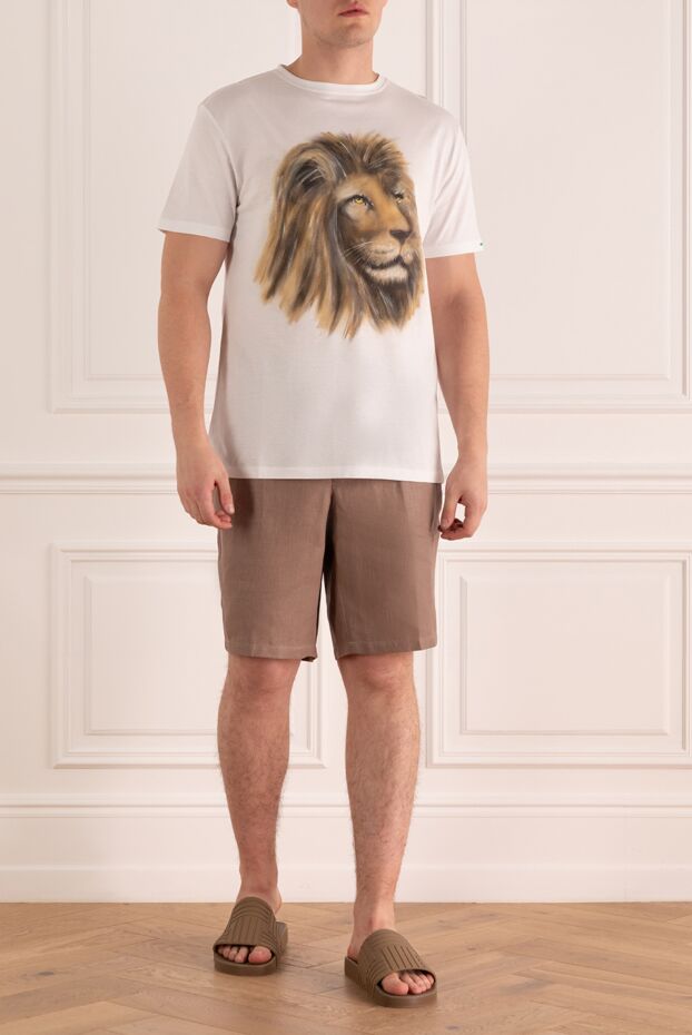 Stefano Ricci white cotton and modal t-shirt with an artistic lion print 162821 - photo 2