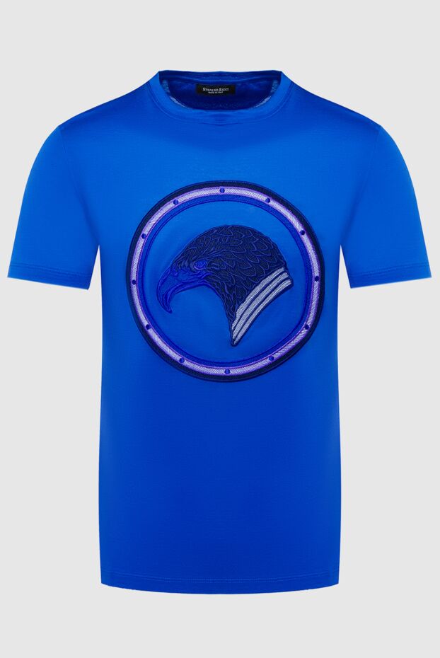 Stefano Ricci blue cotton and modal t-shirt with a 3d eagle head print 162822 - photo 1