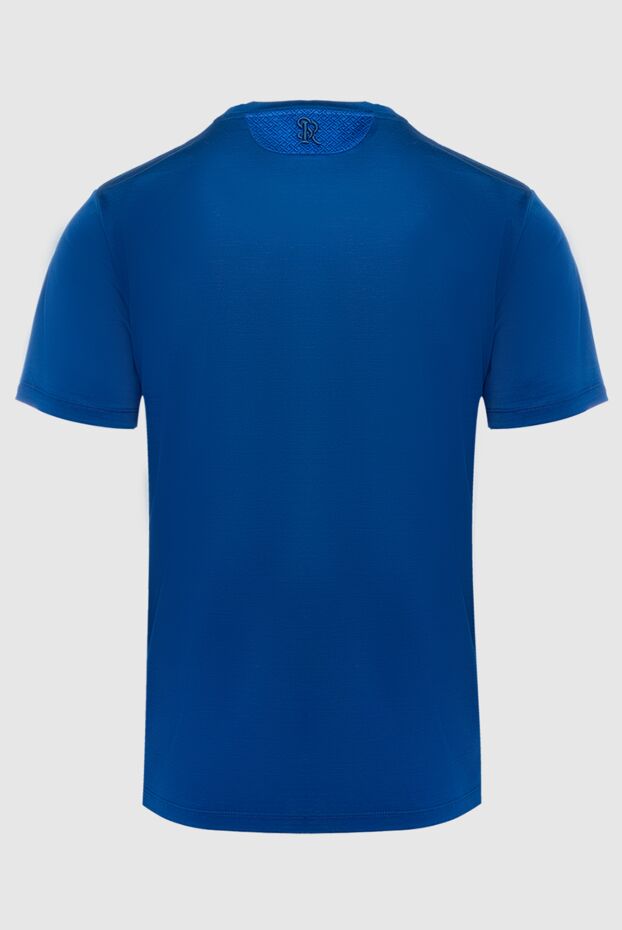 Stefano Ricci blue silk t-shirt with textured insert and signature embroidery 162823 - photo 2