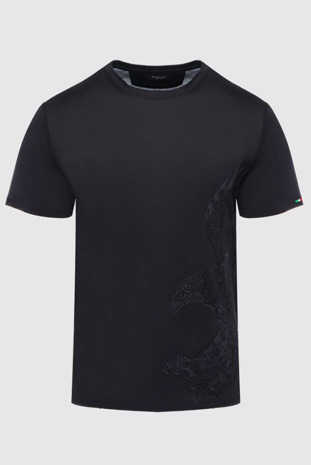 Stefano Ricci black cotton t-shirt with a textured eagle image in the same color as the fabric 162824 - photo 1