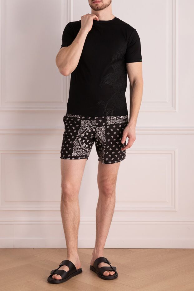 Stefano Ricci black cotton t-shirt with a textured eagle image in the same color as the fabric 162824 - photo 2