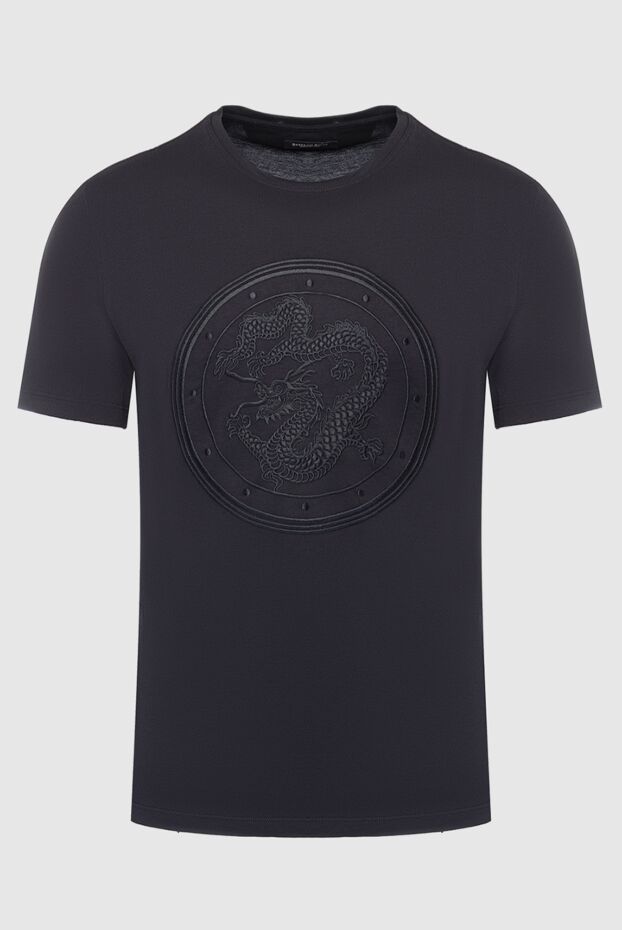 Stefano Ricci black silk t-shirt with round dragon embroidery 162831 - photo 1