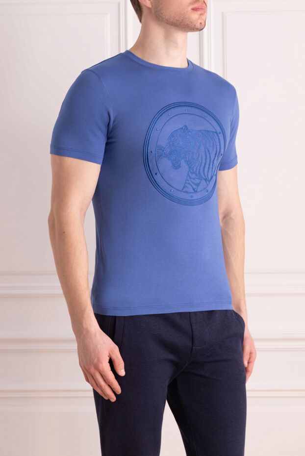 Stefano Ricci men's t-shirt with a 3d tiger head embroidery in blue 162838 - photo 3