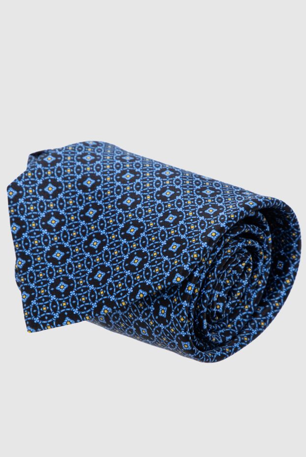 Men's blue tie with mosaic pattern - photo 1