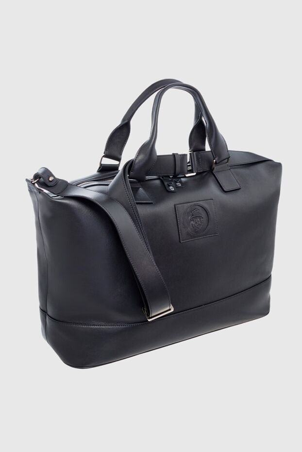 Billionaire black travel bag made of smooth leather with embossed logo men's 163290 - photo 3