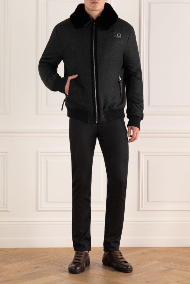 Billionaire gray wool and fur jacket for men 163291 - photo 3