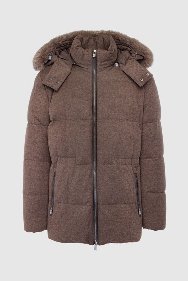 Corneliani men's down jacket made of brown cashmere with a voluminous hood and fur trim
163320 - photo 1