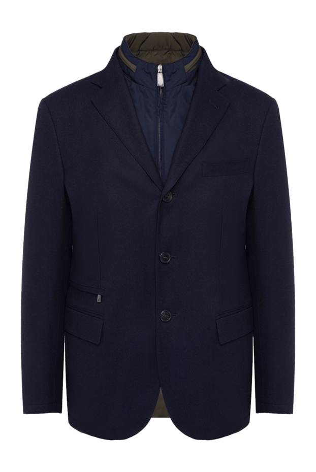 Corneliani мужской синий пиджак с внутренним воротом на молнии и утеплённой подстёжкой 163325 - фото 1