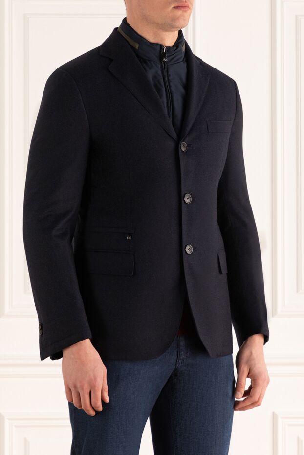 Corneliani мужской синий пиджак с внутренним воротом на молнии и утеплённой подстёжкой 163325 - фото 3