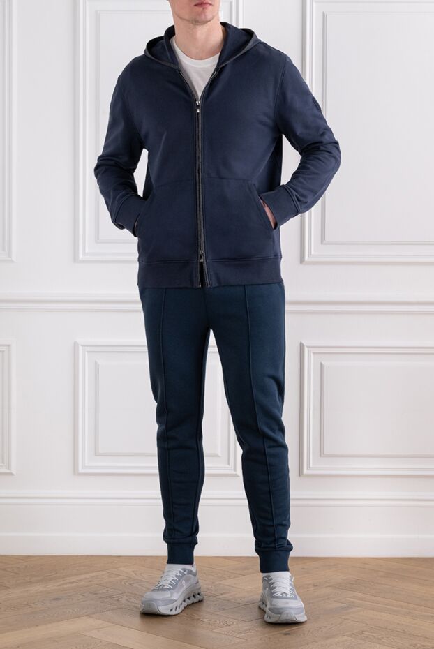 Corneliani костюм спортивный синий с капюшоном и джоггерами мужской 163331 - фото 2