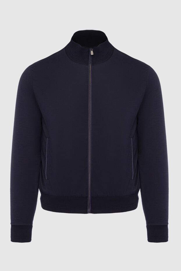 Corneliani men's dark blue hoodie jacket with stand-up collar 163334 - photo 1