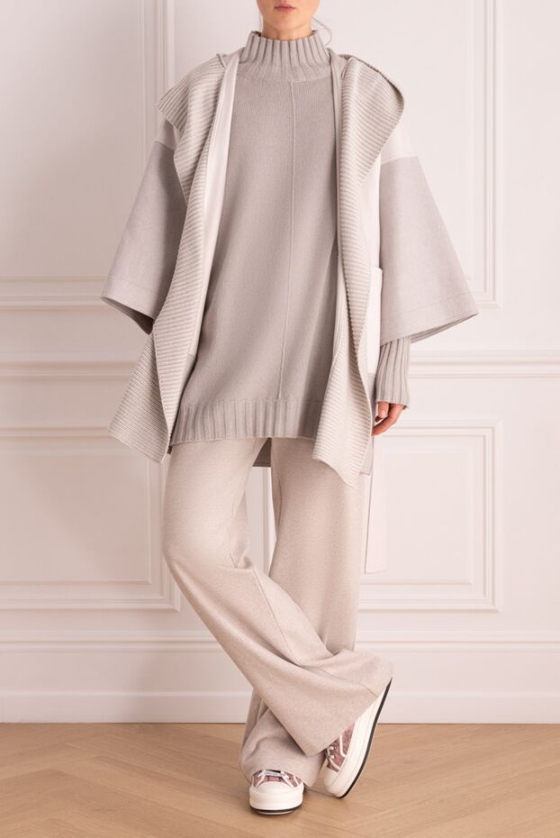 Lorena Antoniazzi women's coat-robe made of wool and cashmere with patch pockets gray 163393 - photo 2