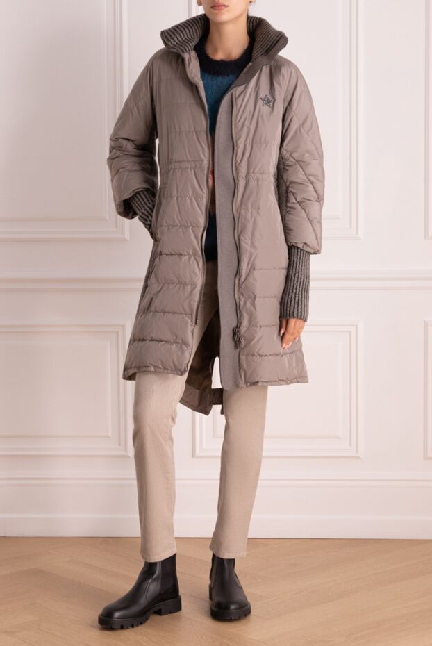 Lorena Antoniazzi women's down jacket with knitted cuffs and stand-up collar
 163399 - photo 2