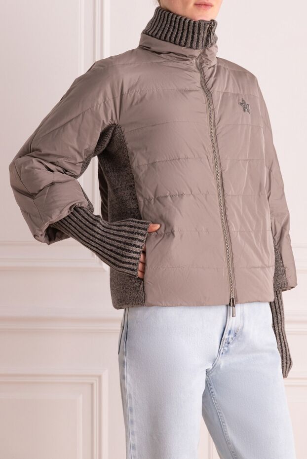 Lorena Antoniazzi down jacket combined with knitted elements beige women's
 163400 - photo 3