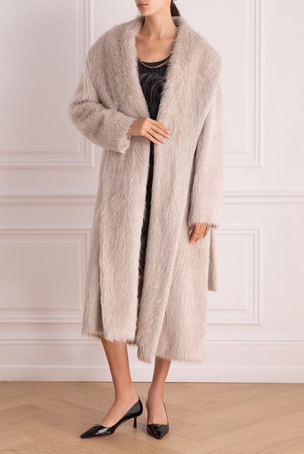 Lorena Antoniazzi beige alpaca and wool coat for women 163401 - photo 2