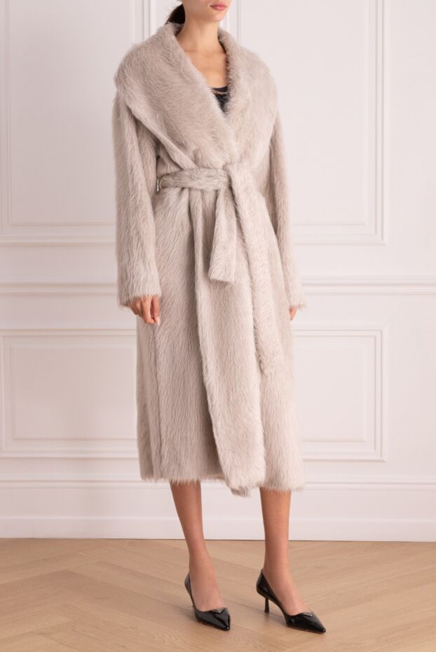 Lorena Antoniazzi beige alpaca and wool coat for women 163401 - photo 3
