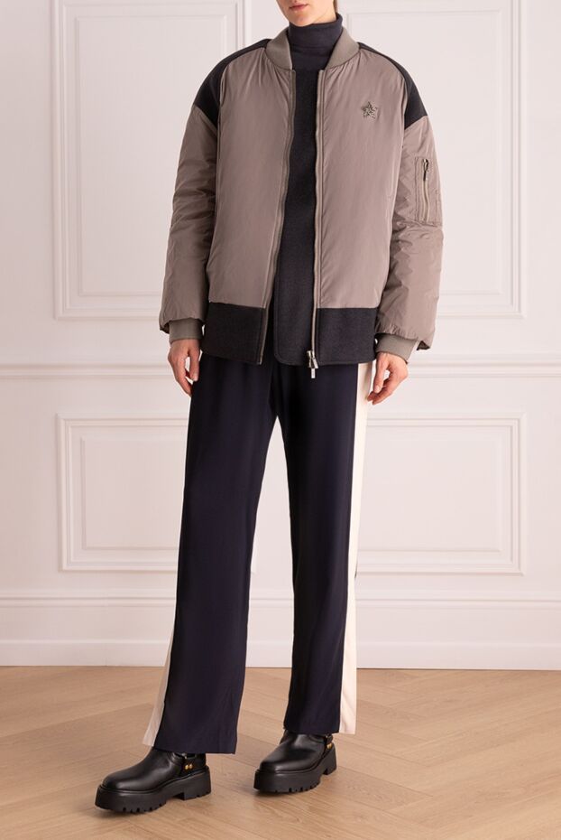 Lorena Antoniazzi women's quilted jacket blue with zipper and high collar 163402 - photo 2