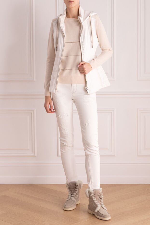 Lorena Antoniazzi women's white insulated vest with hood and side inserts 163403 - photo 2