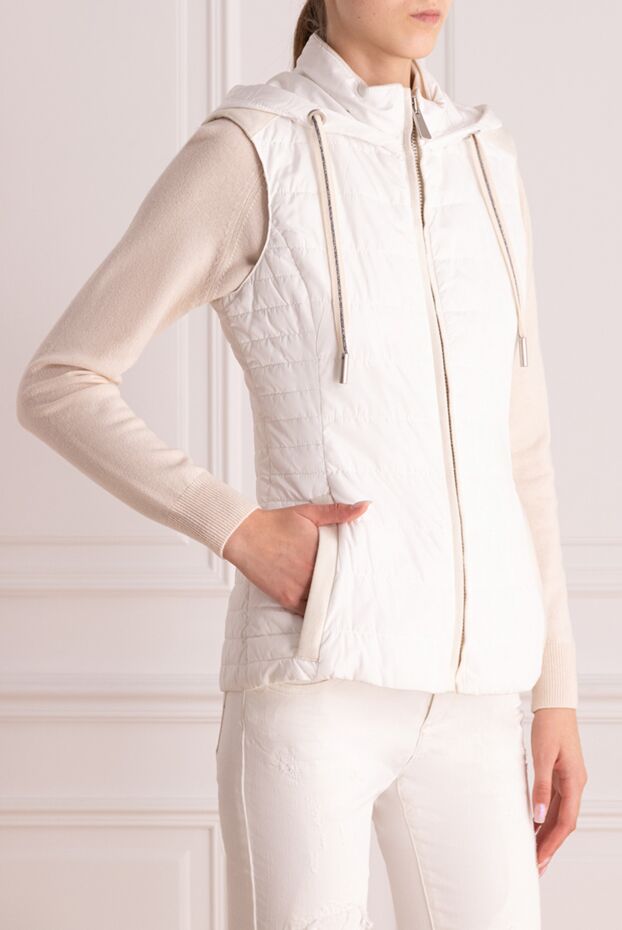 Lorena Antoniazzi women's white insulated vest with hood and side inserts 163403 - photo 3