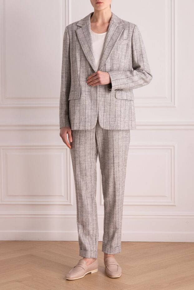 Lorena Antoniazzi women's suit gray striped from blended fabric with the addition of wool
 163446 - photo 2